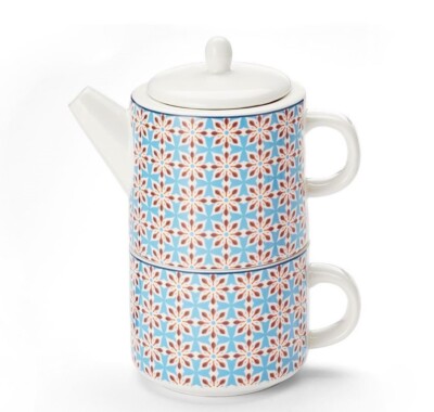 Tea for one, Teekanne m. Tasse, Tee für eine Person, Porzellan Vintage Retro Set