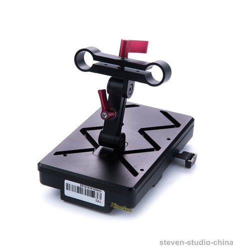 V Halterung Akku Power Splitter + USB Buchse + 15 mm Rig Armband für 5D 7D BMCC - Bild 3 von 6