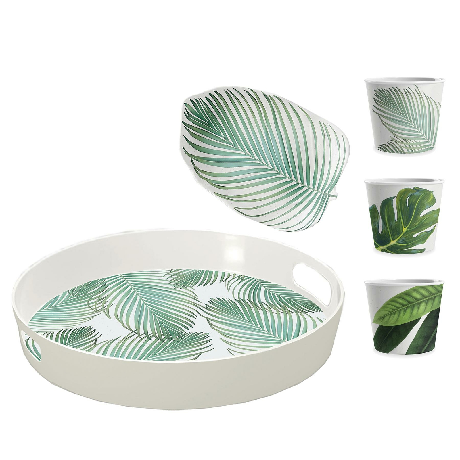 Epicurean Amazon Floral – 5 Piece Melamine Entertaining Serving Set & Tray