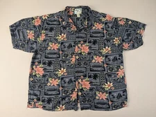 Big Dogs Hawaiian Shirt Adult 3XL Rayon Floral Scenic Loop Collar
