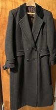 Vintage 60's Karen Wool Cashmere Blend Long Gray Trench Coat Made in USA