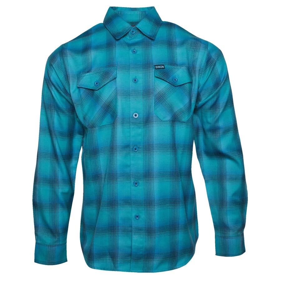 Dixxon Poseidon's Kiss Teal Blue Plaid Flannel Shirt Mens Large