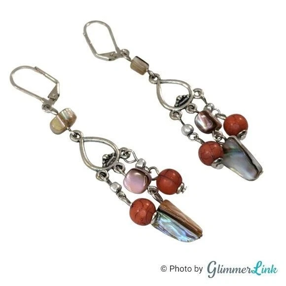 Серьги с пирсингом на спине из богемного серебра с бисером и люстрой - Изображение 3 из 4