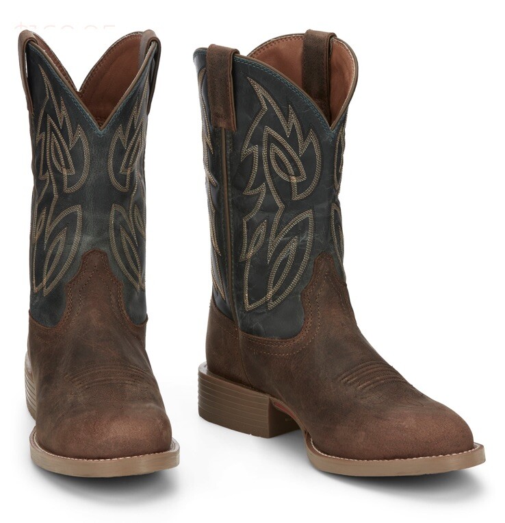 JUSTIN MEN'S RENDON BARNWOOD BROWN ROUND TOE WESTERN BOOTS SE7533 12D