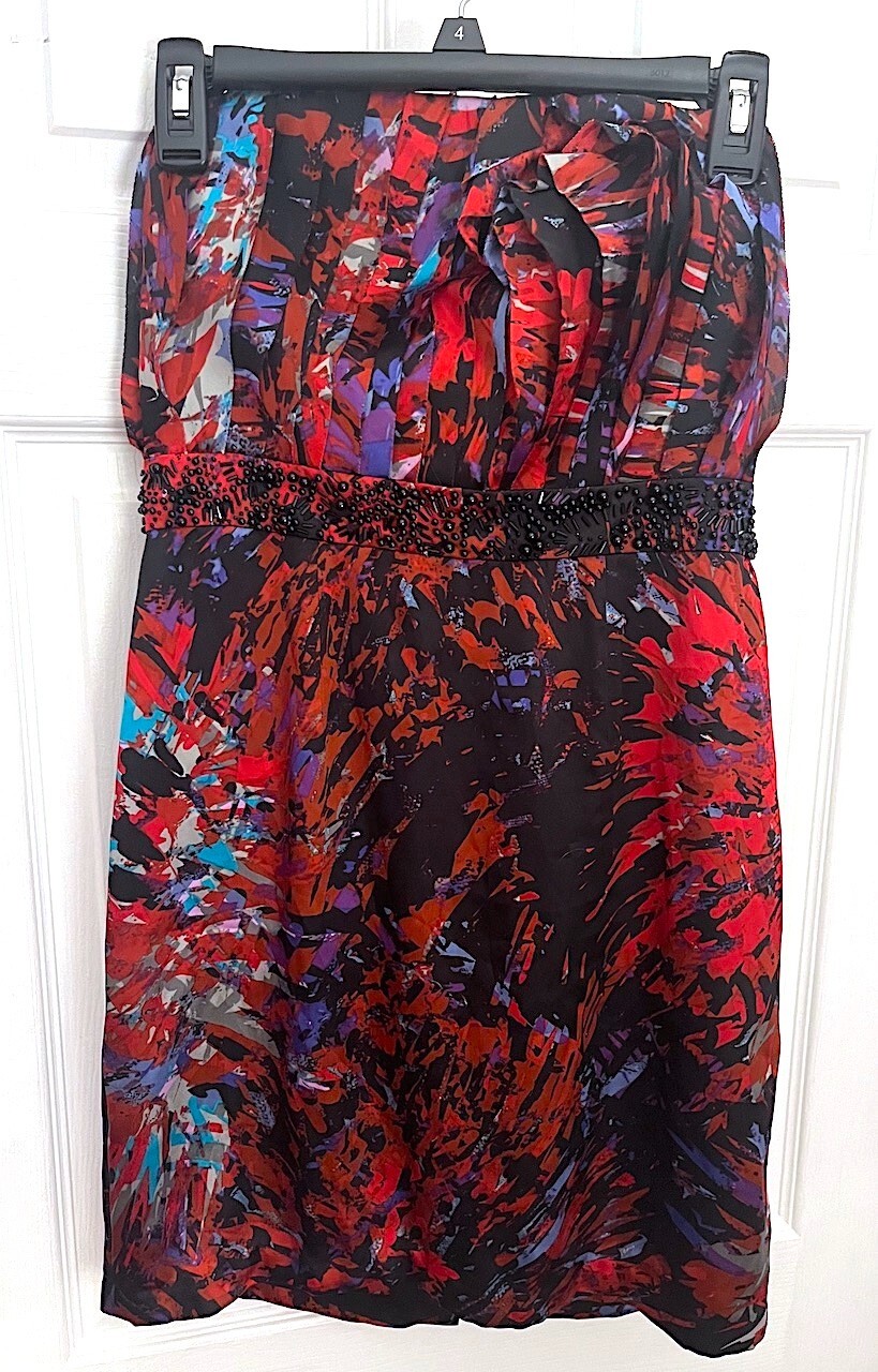 NWT BCBGENERATION ROUGE MULTICOLOR STRAPLESS BEAD… - image 1