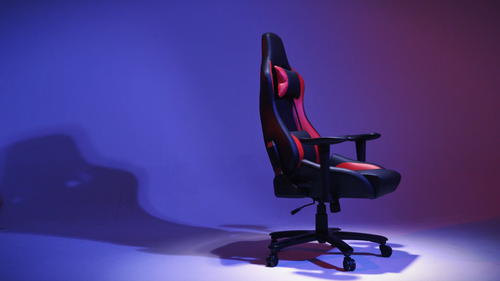 Red Leather[CARBON FIBER FABRIC]Ergonomic Game Racing Chair Swivel Computer Seat - Video 1 of 1
