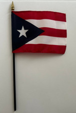 Puerto RIco Desk Flag 4" x 6" Inches Gold tip Puerto Rican