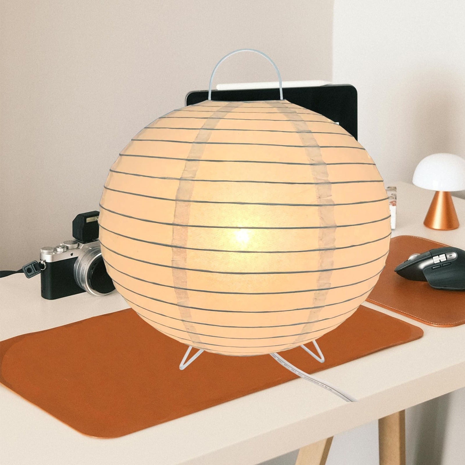 Rice Paper Lamp Desk Floor Lantern Nightstand Bedside Smalll Lamps for Bedroo...