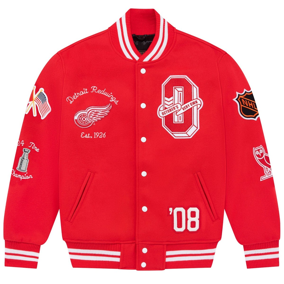 OVO x NHL Detroit Red Wings Varsity Jacket size XXL Authentic