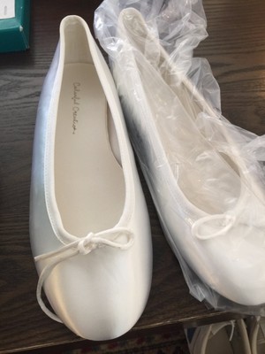 white satin flats