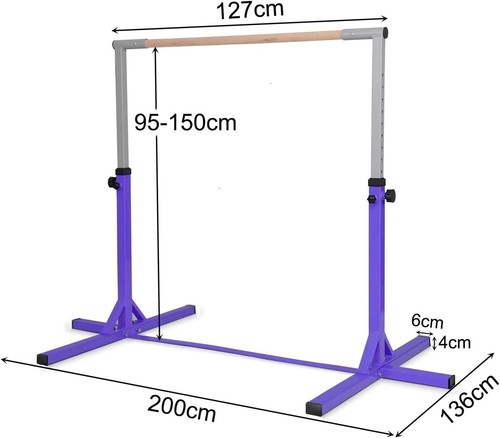 Gymnastic Bar Kids Adjustable Horizontal Kip Bars Home Gym Training Equipment - Picture 5 of 6