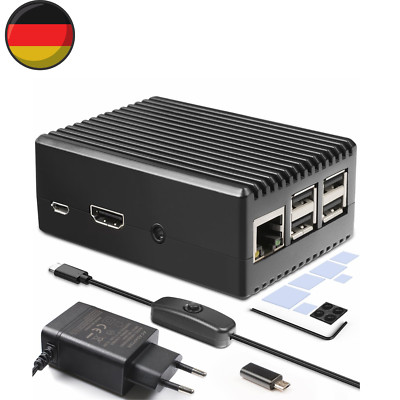 Raspberry Pi 3 B+ Gehäuse mit Netzteil Raspberry Pi 3B Gehäuse Aluminium Pass...