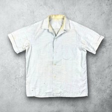 Vintage 50s Atomic Fleck Loop Collar Plaid Button Up Shirt Men's Size M