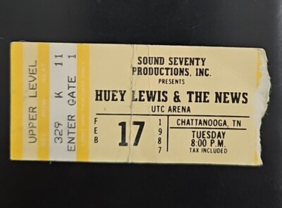 1987 Huey Lewis & The News Concert Ticket Stub UTC Arena