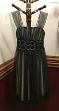  Girl's Dress My Michelle Size 10 White with Black Tulle Overlay Straps Party