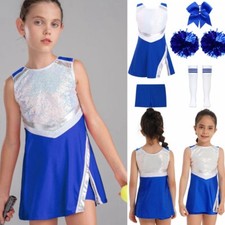 DE iEFiEL M&auml;dchen Cheer Leader Cheerleading Kost&uuml;m &Auml;rmellos Kleid mit Shorts Set
