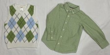 Gymboree Easter Celebrations Boys Gingham Shirt Argyle Vest Sz XS 3-4