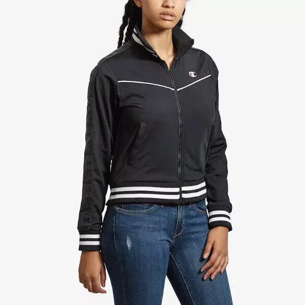Champion Full Zip Logo Tricot Track Jacket Women s Black White