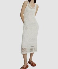  395 Theory Women Ivory Tissage Open-Knit Midi Lace Shift Dress Size P