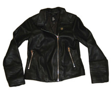 Art Class Black Faux Leather Jacket Lined Biker Style Girl's Size Small 6/6X