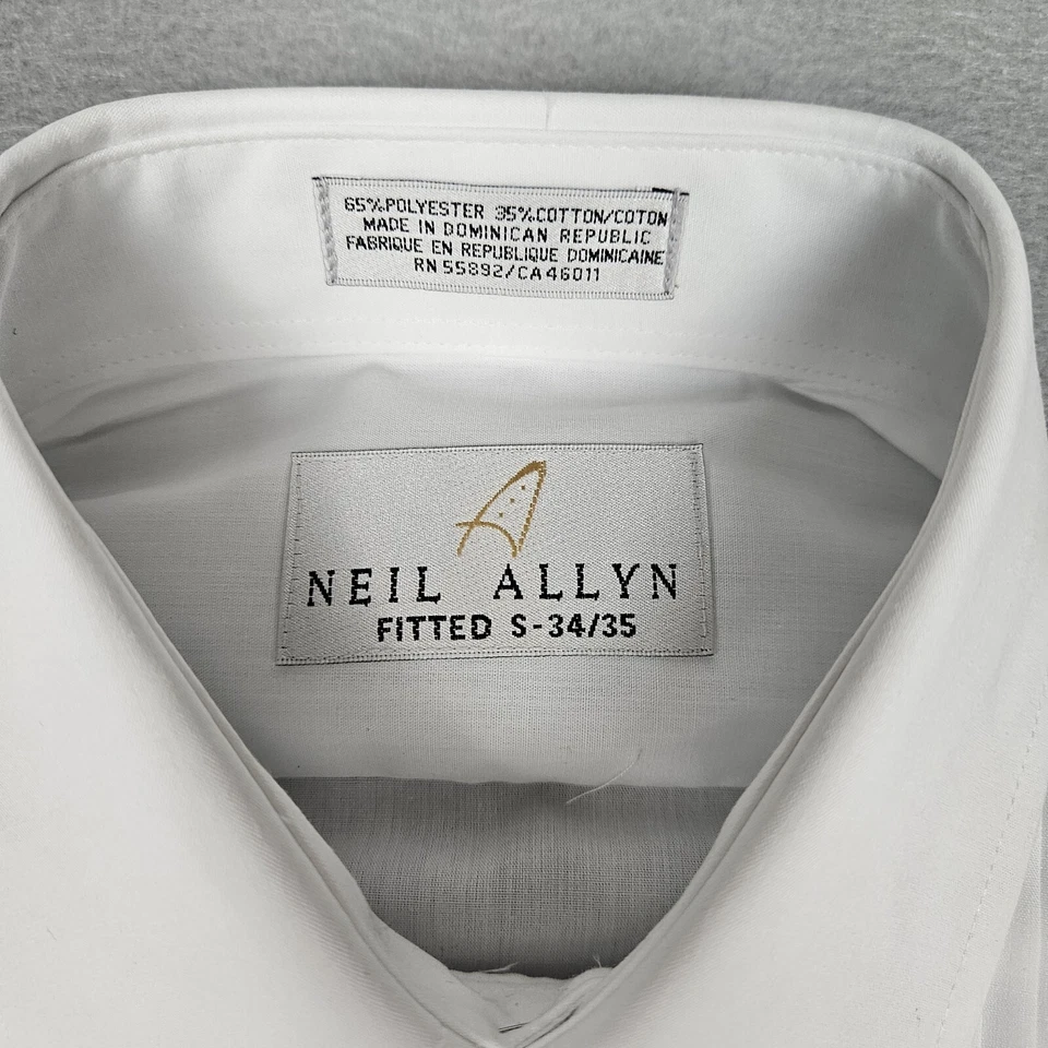 Camisa de Esmoquin Neil Allyn Para Hombre Pequeña 34/35 Cuello Blanco Boda Formal Ajustada Foto 3 de 4