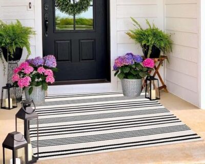 Amazon Black And White Farmhouse Runner Rug Black And White