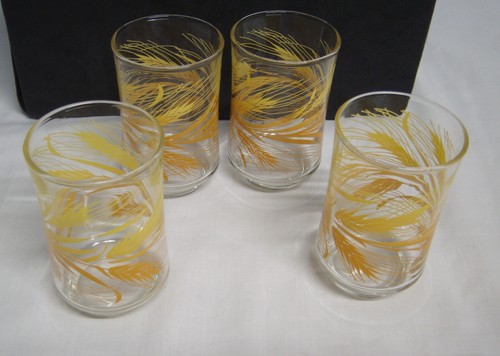 Vtg. Lot of 4 Libbey Golden Wheat Pattern Juice Water Drinking Glasses Granny's - Picture 3 of 6