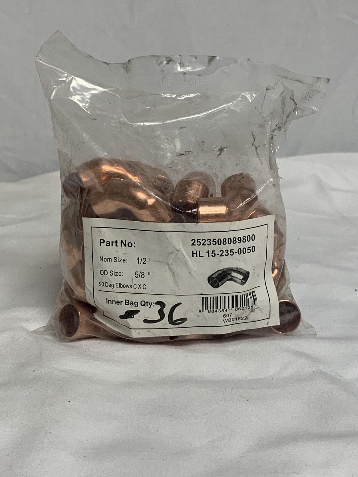 36 Pack! WP7-08 1/2" COP 90 (HL15-235-0050) COPPER 90° Elbow
