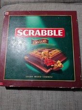 Scrabble Deluxe Edition Wooden Tiles Turntable Board  Boxed  Complete