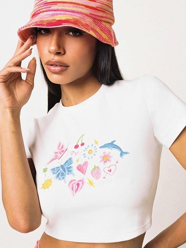 Casual Women's T Shirt White Polyester Short Sleeve Tight Fit for Everyday Use - Picture 13 of 84