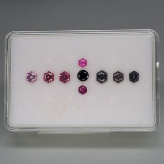 Taglio diamantato esagonale e tondo 3x3 5 5x4 5 mm.Spinello colore fantasia Myanmar 9 pezzi/2 55 ct.