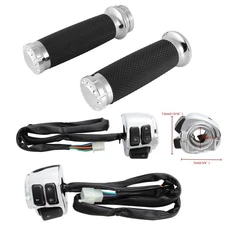 Chrom Motorcycle 1" Handlebar Hand Grips + Switches Controls Housing For Harley