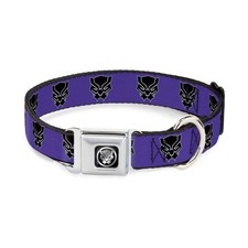 Dog Collar Seatbelt Buckle Black Panther Avengers Icon Purple White... Fast Ship
