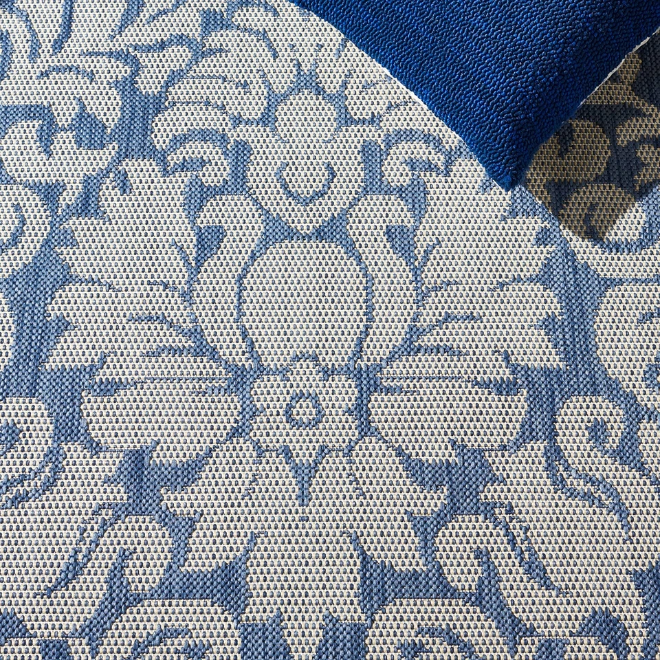 Courtyard Collection Area Rug - 6'7" x 9'6", Blue & Natural, Non-Shedding & E... - Image 4 of 4