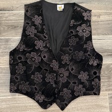 VTG Flame Vest Floral Giltter Made In USA M