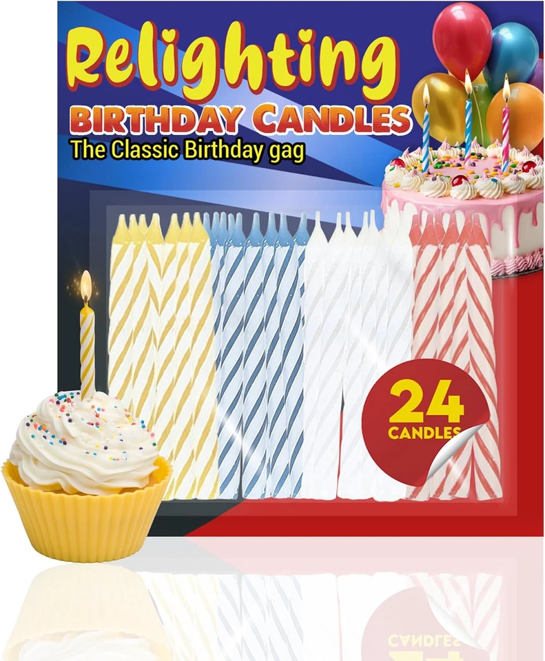 Velas de cumpleaños relucientes - - Divertido truco espiral velas de cumpleaños para pastel y... Foto 4 de 4