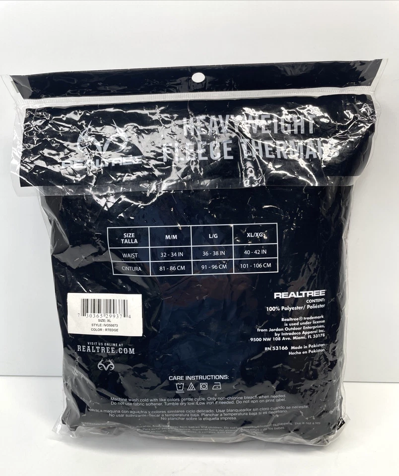Mens Realtree Heavyweight Cotton Thermal Bottoms Base Layer Camo Sz XL - Image 2 of 3