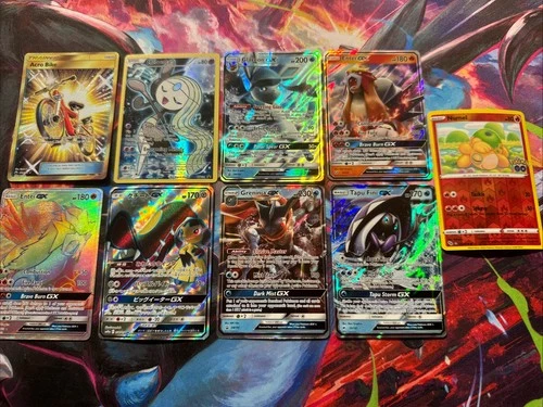 Vintage Pokemon Card Lot Of 9 Holo Etc Lp-Damaged Tag Team Sun Moon Pikachu