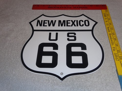 #ad #ad VINTAGE NEW MEXICO ROUTE 66 UNITED STATES U.S. PORCELAIN METAL GASOLINE OIL SIGN $119.99