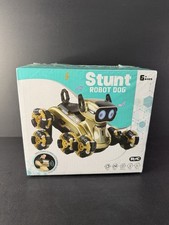 Stunt Robot Dog with 8 Wheels Remote Control Robot With Light And Sound GOLD