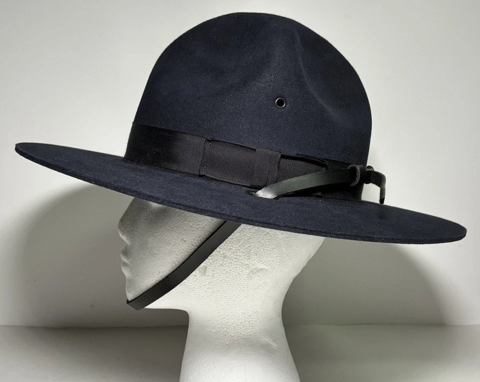 3XXX Качество Beaver Dk Синий X Длинный Овальный Войлок Дрель Полицейского Шерифа Солдата 6-3/4 - Изображение 3 из 4