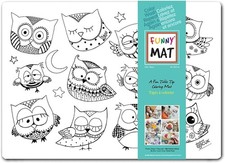 Funny Mat Table Top Coloring Mat - Owls - NEW