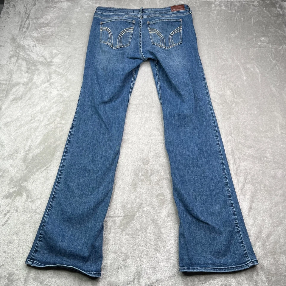 Hollister Jeans Womens 30 Long Blue Low Rise Bootcut Kick Ripped Stretch Denim - Image 2 of 4