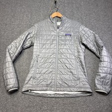 Patagonia Nano Puff Jacket Women's M Light Gray Primaloft Puffer Baselayer Ski
