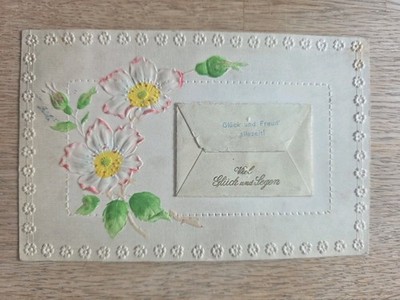 Präge AK mit kleinem Brief Glück und Freud - allezeit! gel. 1908