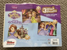 3 Jigsaw Puzzles Disney Sofia The First - Wooden With Tray