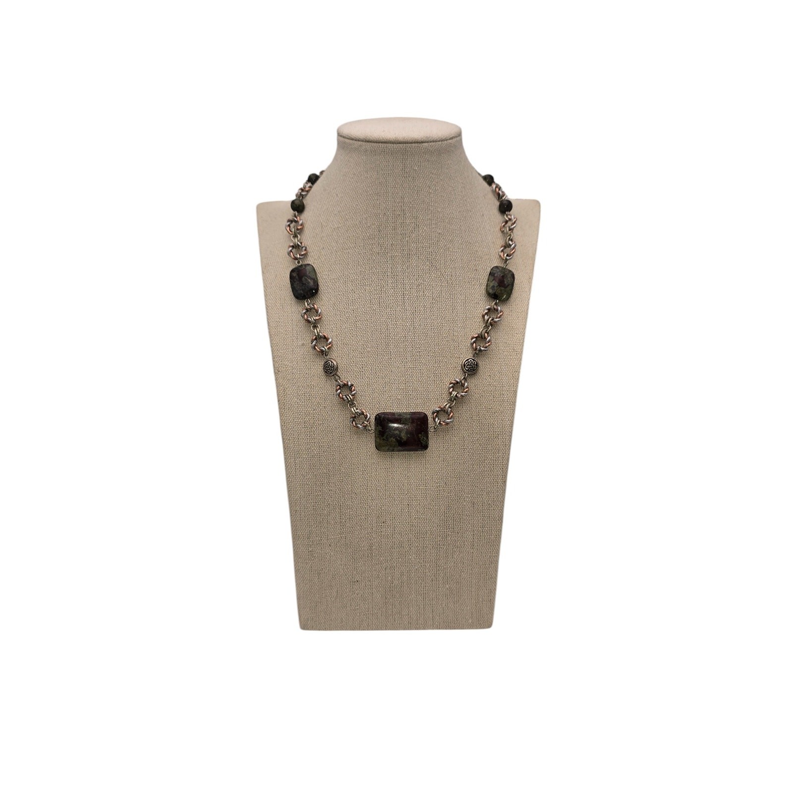 Celtic Knot Stone Statement Necklace Toggle Clasp… - image 3