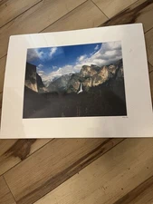 Signed Fine Art Photography Print Granite Cliffs Waterfall Yosemite Style Scene