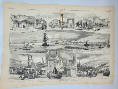 New Orleans Scenes in and around New Orleans Louisiana lg vintage print 1866