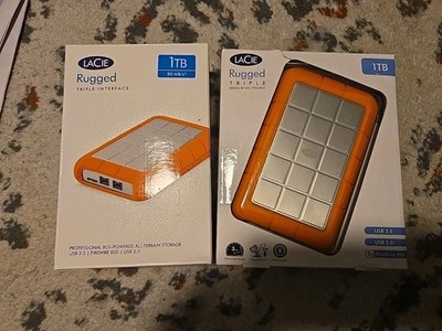 LaCie Rugged 1TB USB 3.0 + FireWire External Portable Hard Drive HDD - RUFWU3B